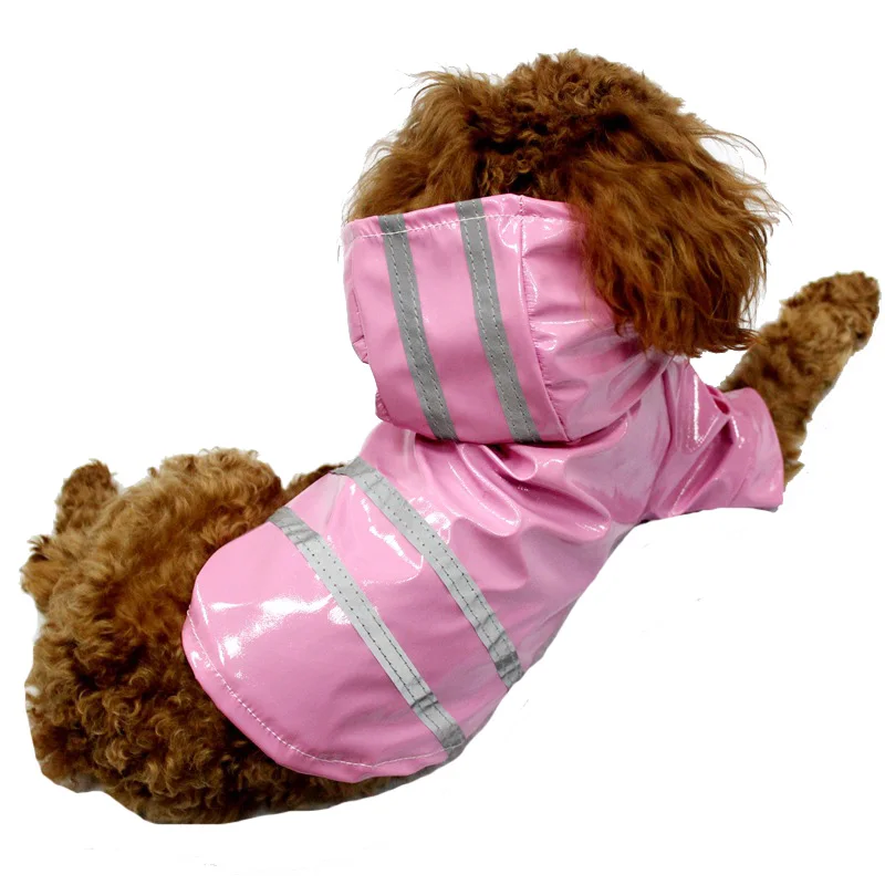 Pink Pawstrip, 5 цветов, плащ для собак, водонепроницаемая одежда для собак, светоотражающая полоска, для щенка, толстовка, пальто для чихуахуа - Цвет: Pink