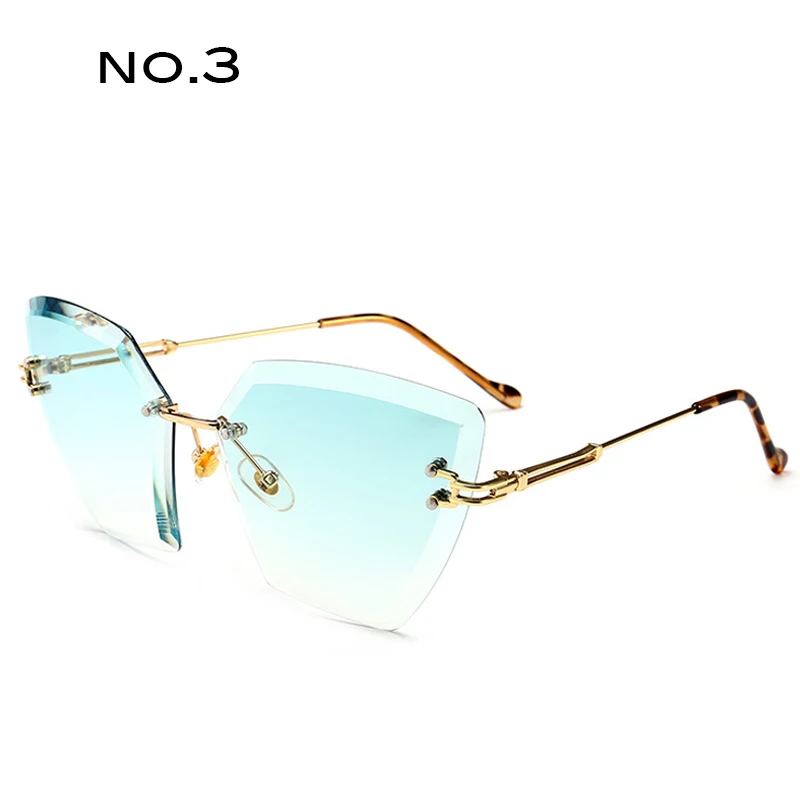 TAOTAOQI бескаркасные кошачий глаз солнцезащитные очки Женская винтажная, брендовая, дизайнерская, роскошные женские солнцезащитные очки мода сексуальные очки UV400 - Цвет линз: NO.3