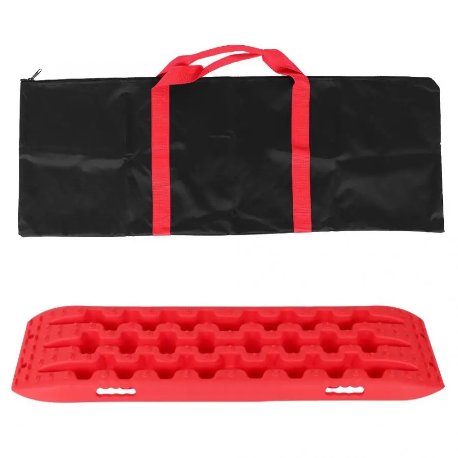 

Red Recovery Board Sand Mud Snow Tracks Tire Ladder with Storage Bag Fit for Off Road Vehicle spikes for tire Car Accessories