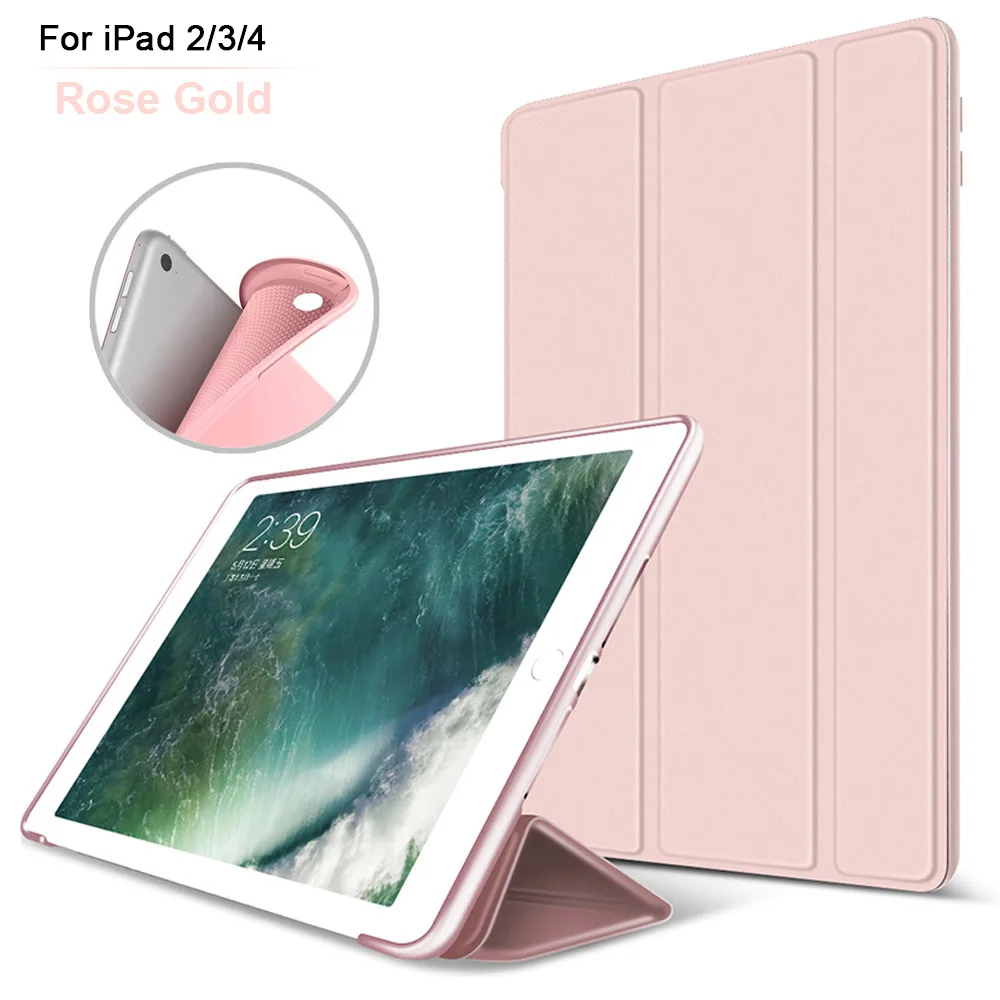 Rose Gold Batianda чехол для планшета для Ipad 2/3/4 умный чехол PU+ силиконовая задняя крышка Складная функция автоматического сна - Цвет: Rose Gold