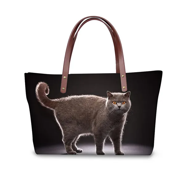 FORUDESIGNS/Сумочка для животных для женщин, Повседневная сумка через плечо, Черная 3D кошка, женская сумка, большая Женская дорожная сумка Bolsa - Цвет: H540AL
