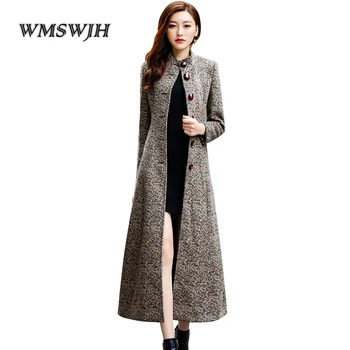 

Fashion Long Autumn winter coat women High quality Wool blend overcoat British style women wool coat Elegant High-grade clothing