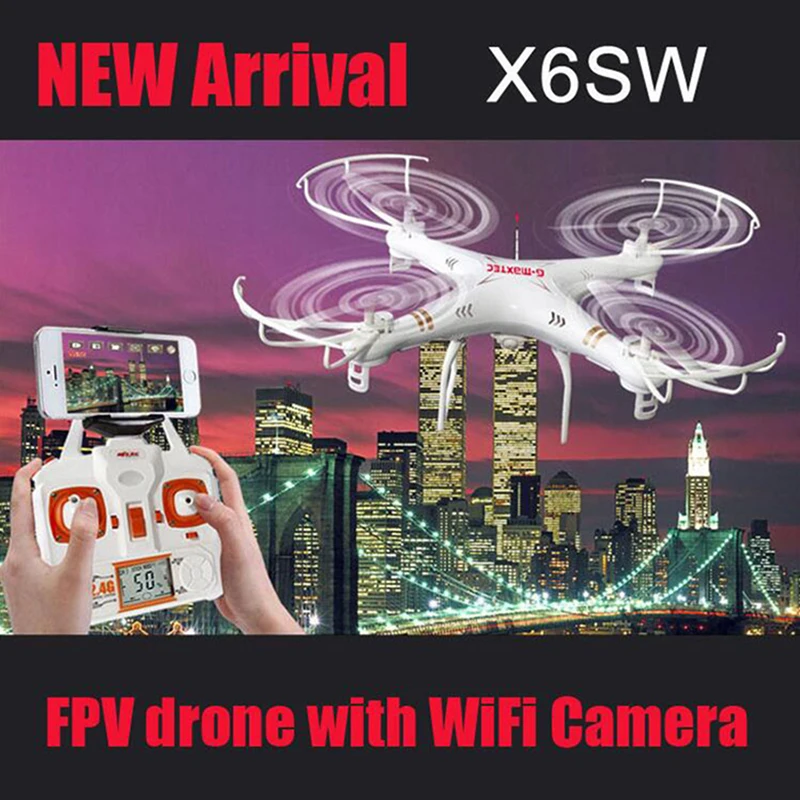 Buy Cheap New Quadcopter X6SW Drohne Drone With Camer HD Helicopter Dron 4 Channels Aviao Wireless Drones HD WiFi Camera Mini Drone Racer