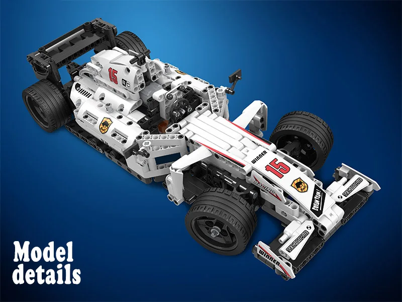 Pаспродажа MOC F1 гоночный автомобиль с дистанционным управлением 2,4 GHz Technic с моторной коробкой 729pcs строительные блоки Кирпич создатель legoinglys игрушки дл...