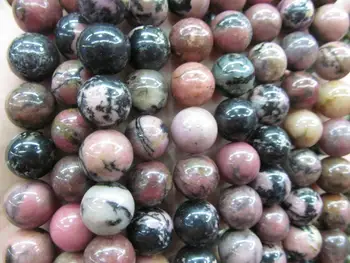 

2strands 4-12mm Rhodonite with matrix gemstone beads round ball natural pink rhodonite jewelry