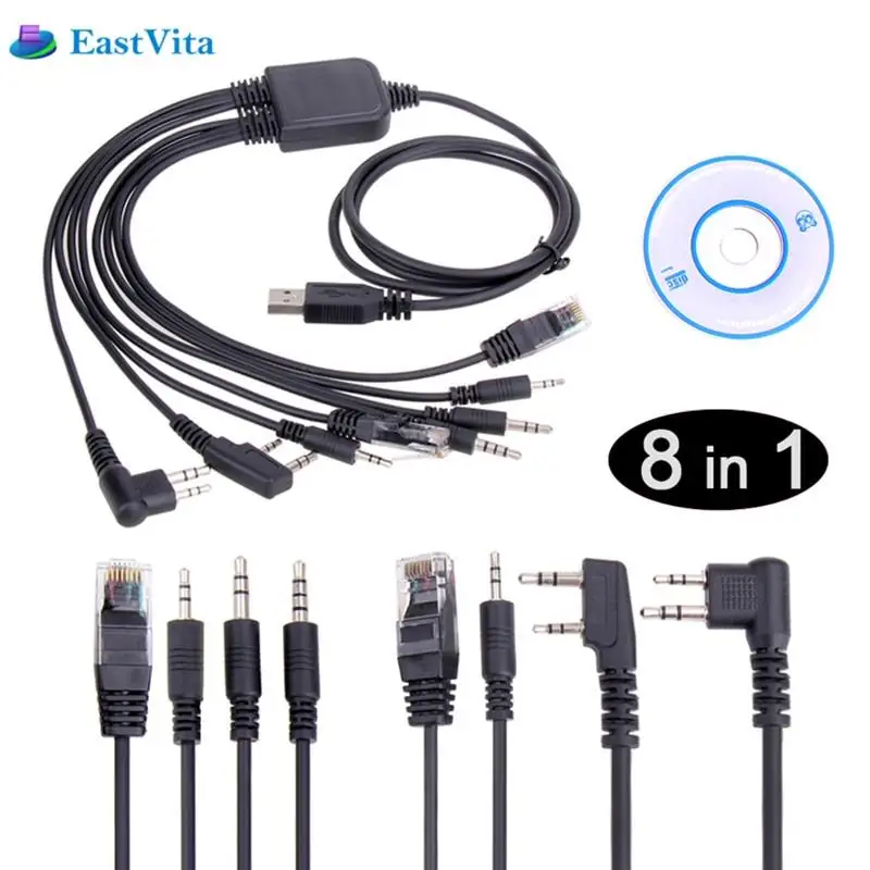 USB Кабель для программирования hobbyline C2102 Chip 8 в 1 с CD Baofeng Motorola AXU4100 AXV5100 Kenwood TYT QYT Radio