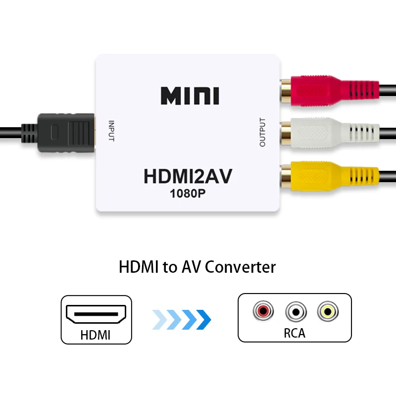 HDMI К AV скейлер адаптер HD видео конвертер коробка HDMI к RCA AV/CVSB L/R видео 1080P HDMI2AV Поддержка NTSC PAL