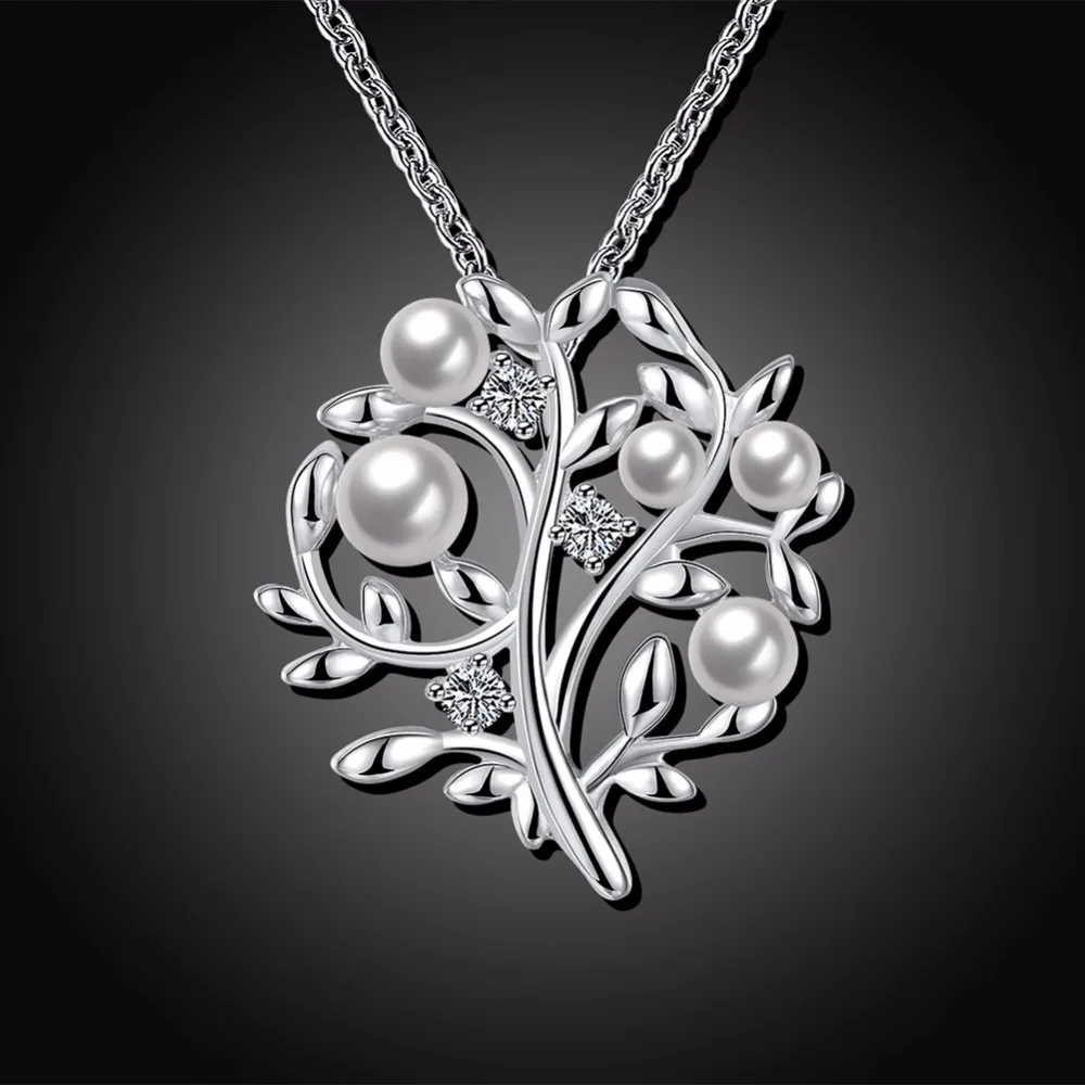 

Top Quality Trees White Pearls Design 925 Sterling Silver Women Pendant Necklace Collar Elegant Jewelry For Wholesale