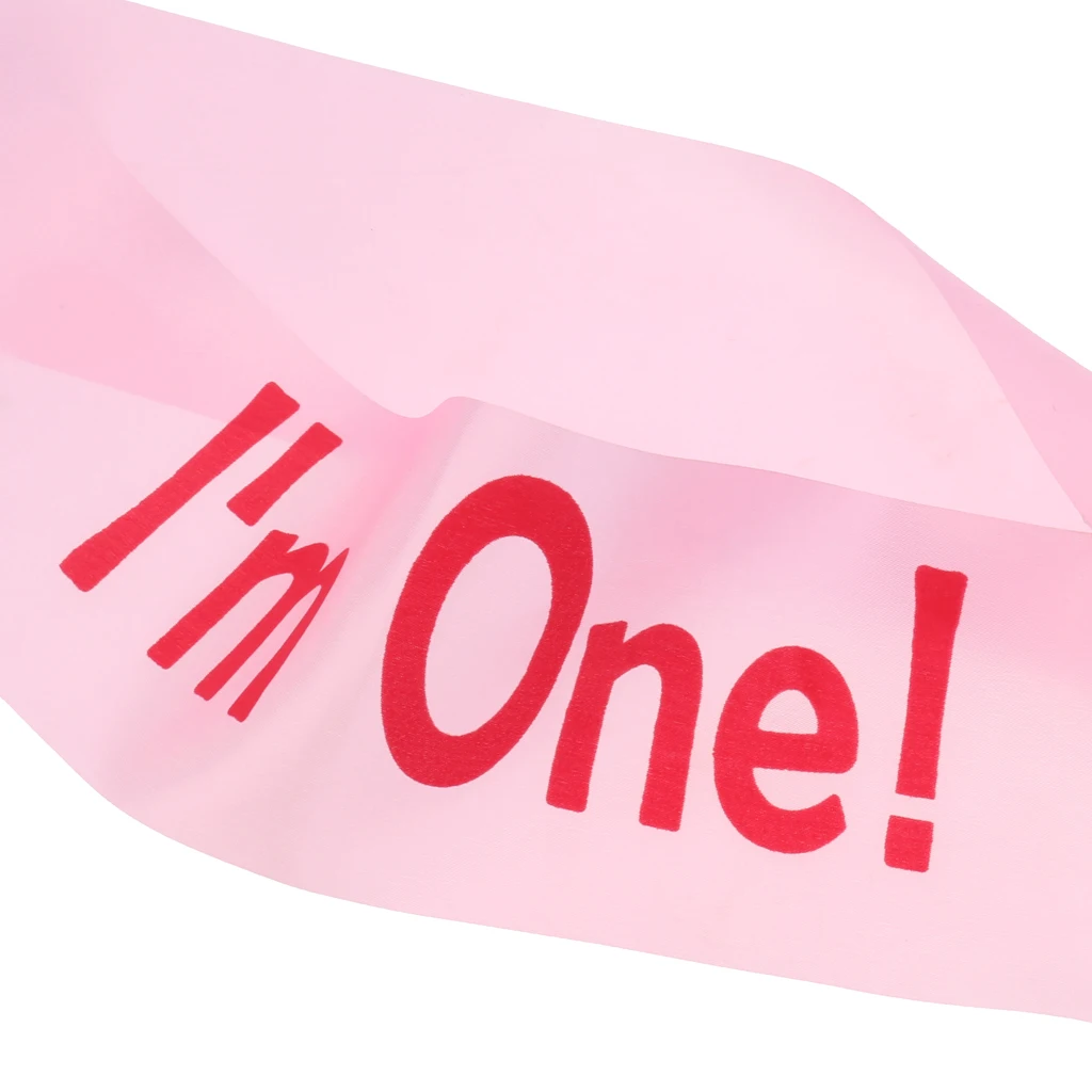 Cute I am One Satin Sash Baby Boy Girl First Birthday Decoration for Baby Shower Wedding Party Decoration Supply Gift Present