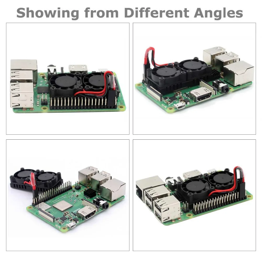 Двойной вентилятор Опциональная версия радиатор кулер с двойной вентилятор охлаждения для Raspberry Pi 3 B Plus/3 B