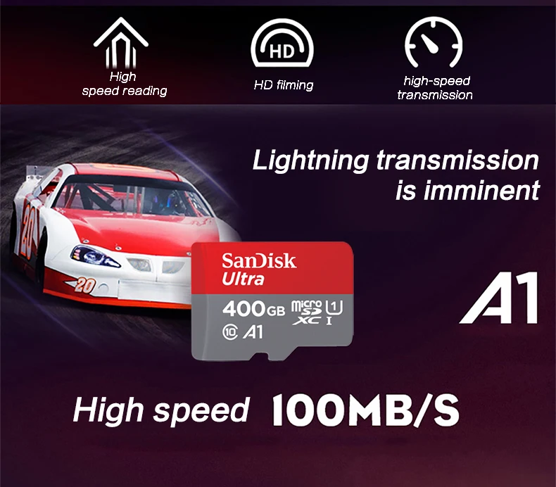 SanDisk A1 карта памяти micro SD карты tf карты class 10 SDXC ультра SDHC 400 GB 100 МБ/с. UHS-I