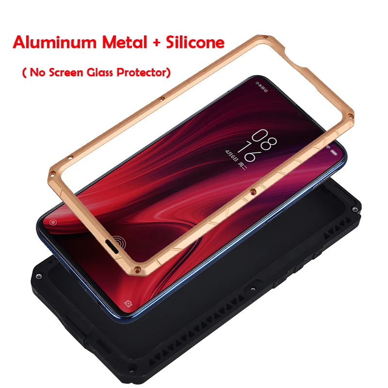 Daily Waterproof Case For Xiaomi Mi 9T Mi9T Pro/ Redmi K20 K20 Pro Shockproof Heavy Duty Tank Silicone Aluminum Metal Cover Case