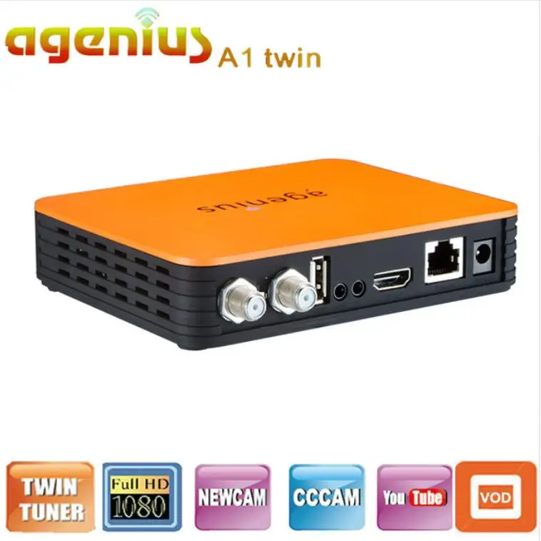 

Satellite TV Receiver Agenius A1 Twin with ACM+NEWCAM+CCCAM+POWERVU+YOUTBUE +VOD +IPTV for Latin America Chile Brazil TV Box