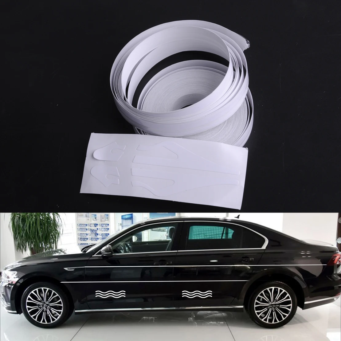 DWCX кузова автомобиля полосатая наклейка 12 мм белая двойная линия полоска