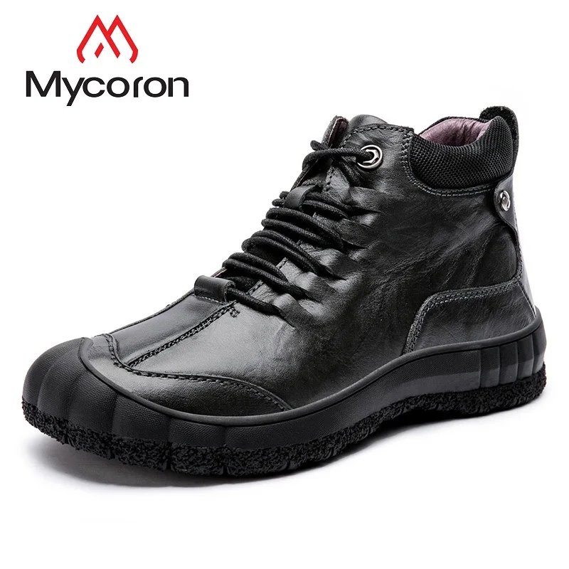

MYCORON Men Shoes Designer Mens Boots Luxury Fashion Winter Boots Waterproof Men Snow Boots Lace Up Men Warm Botas Hombre