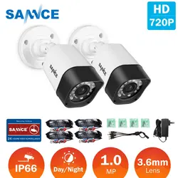 SANNCE 2 шт. 720 P HD система видеонаблюдения TVI камеры безопасности Крытый Открытый водостойкий ИК ночного видения и BNC КАБЕЛИ в комплект для