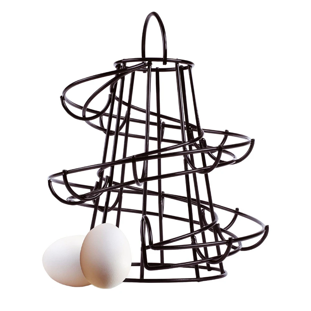 

Spiral Design Home DIY Basket Egg Holder Stand Portable Rack Decoration Kitchen Storage Space Saving Iron Art Display Restaurant