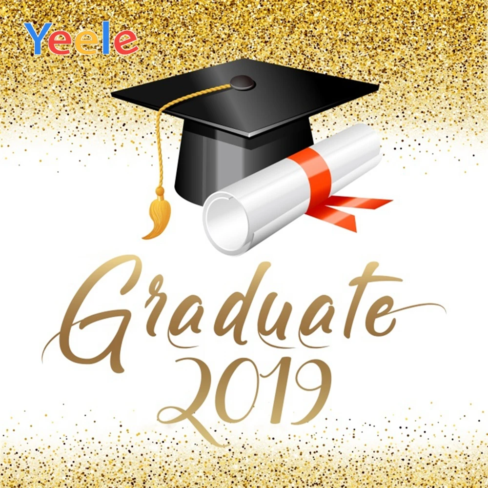 

Yeele 2019 Graduate Posters Bachelor Cap Glitter Background Photography Ceremony Scene Vinyl Photographic Backdrops Photo Studio