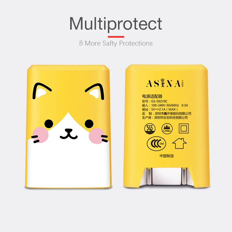 ASINA 5 в 2.1A двойной зарядное устройство на стене адаптер для мобильного телефона зарядное устройство милый мультфильм Quick Charge iPhone samsung Xiaomi