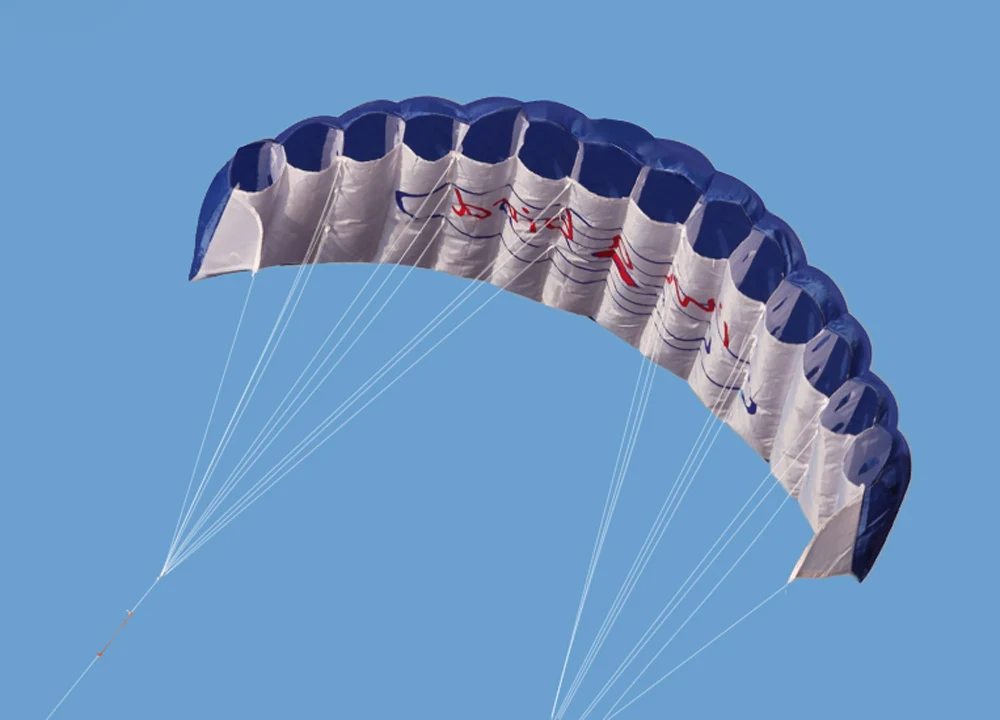 Спорт на открытом воздухе Dual Line трюк Parafoil кайт 1.4 м Мощность мягкой кайт с ручкой 30 м линии Stunt парашютом Пляжные воздушные змеи игрушки для
