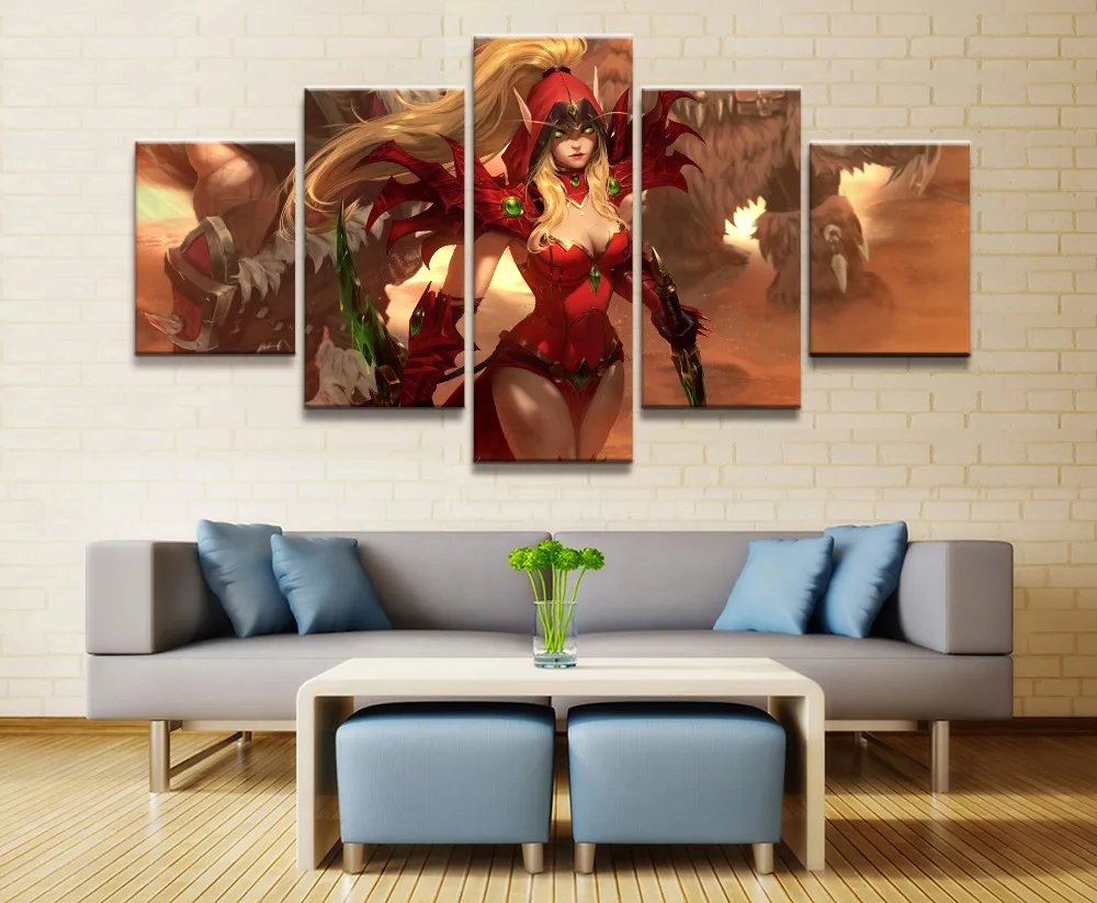  5 Pieces Wall Art Canvas Painting Video Game DOTA 2 Poster Canvas Printed Home Decor For Living Roo