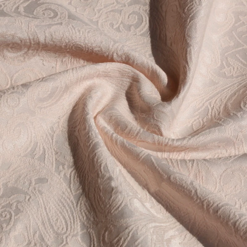 

Baby Pink Poly Cotton Blend 3d Jacquard Fabrics For Coats Suits Gowns