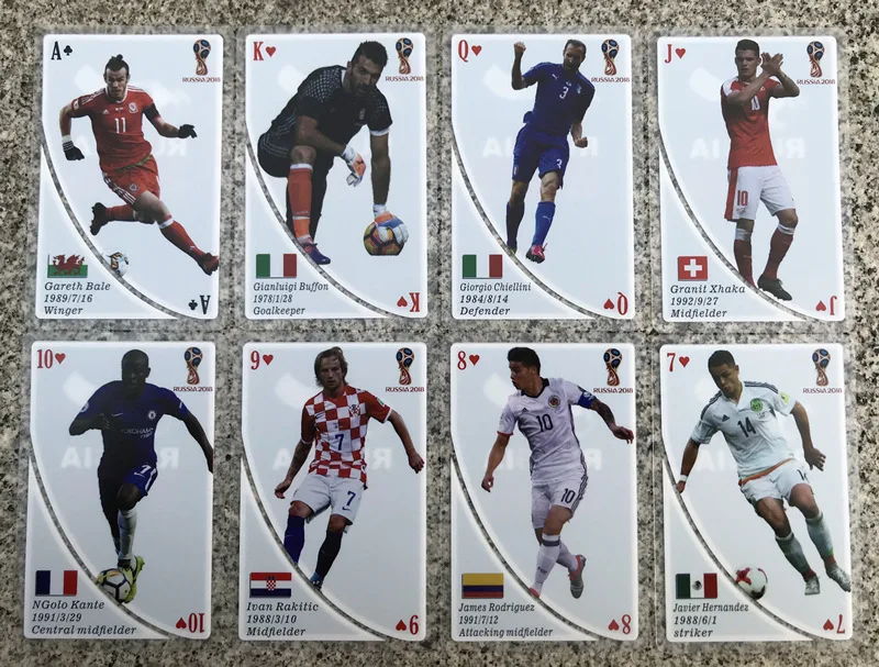 2018 Russia World Cup 56 cards/set Commemorative Poker PVC plastic waterproof star playing cards World Cup Commemorative poker 