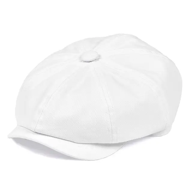 BOTVELA White Twill Cotton Newsboy Cap for Men Women Classic Cabbies Driver Apple Caps Gatsby Flat Hat Baker Boy Headpiece 003 1