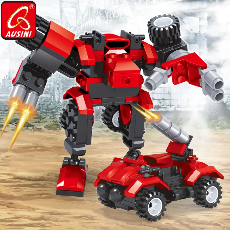 

AUSINI 3in1 Building Blocks Transformation Robot Vehicle Truck Car Educational Toys for Children Boy Deformation Model Brick Set