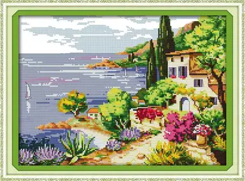 

Free DIY Needlework 11CT 14CT Seaside DMC Counted Cross Stitch Sets Kits for Embroidery Knitting Needles Crafts Hobby Handmade