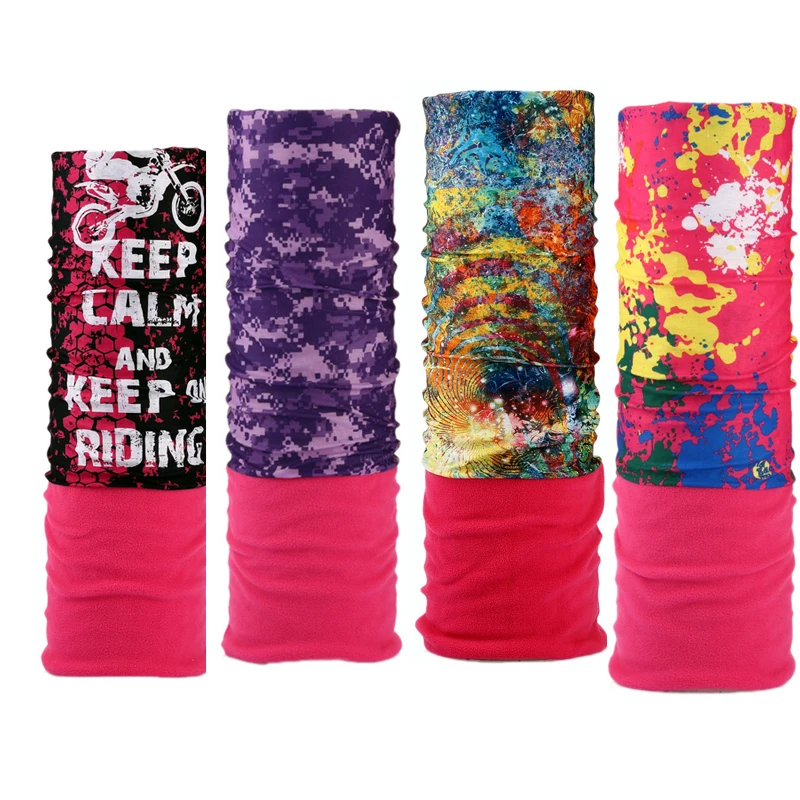 

Pink Winter Outdoor Sport Double Layers Fleece Bandanas Magic Tube Scarf Cycling Neck Warmer Multi Function Polar Scarf Headband