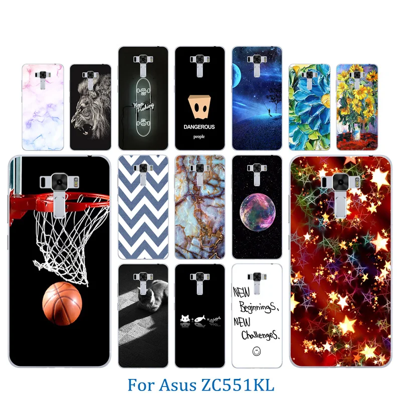 Silicon for Asus Zenfone 3 Laser ZC551KL Back Cover Skateboard Printing Case shell |