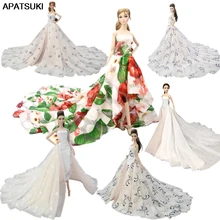 Colorful Floral High Fashion Doll Clothes for Barbie Doll Outfits Wedding Dress Evening Dresses Party Gown 1/6 Doll Accessories 12 items 6 random wedding party gown dress clothes 6 necklace accessories for barbie doll fr kurhn kids toys christmas gift
