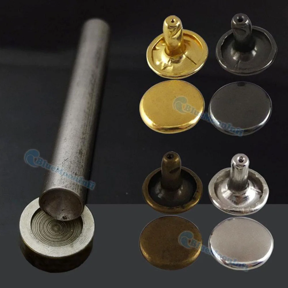 

100 Pcs / Lot One Tools With Double Round Cap Rivet Stud Leather Use For Leather craft Fabric Bags 4 Color Size for Choice