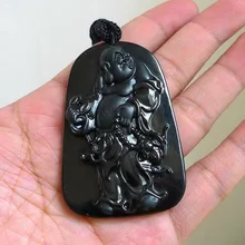 Черный cuiyu фу Будда Кулон Ю Богиня Милосердия кулон жар счастливый будда Цепочки и ожерелья yu Кулоны из нержавеющей стали