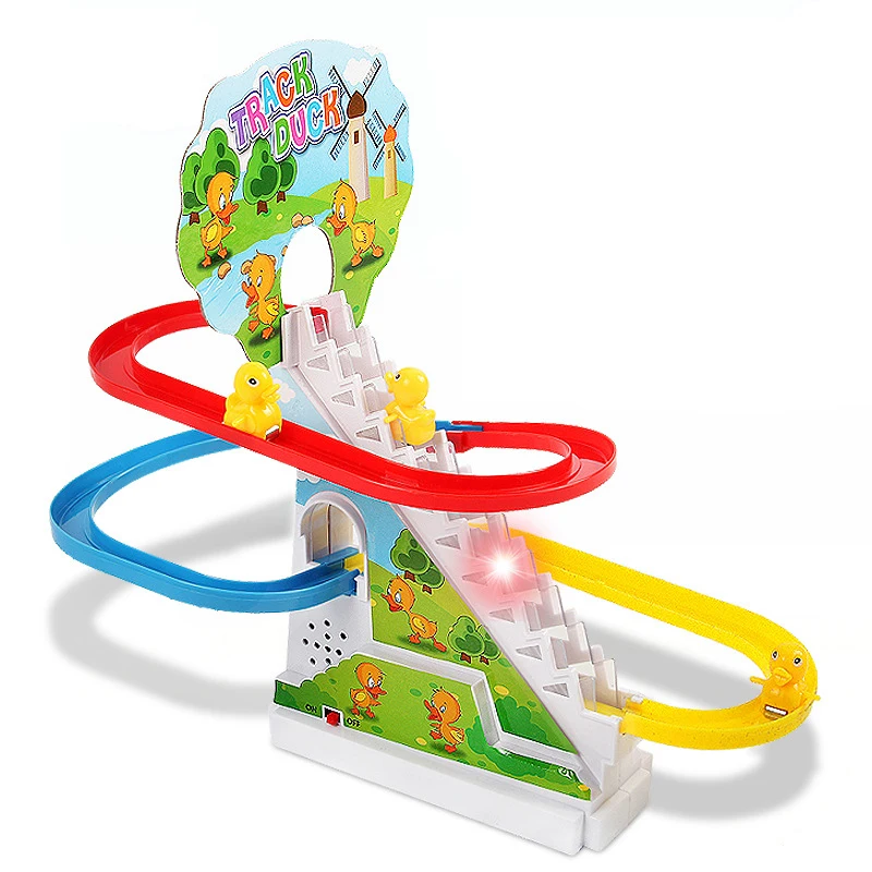 

Music slide Track Ducks Climb Stairs Children's Electric Music slide Track Toy Birthday Gifts For Children Christmas toys