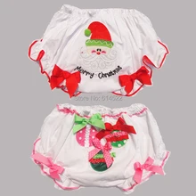 Рождество трепал трусики для маленьких девочек шаровары вышитые шорты с оборками для малышей штаны Нижнее белье для новорожденных 6-36 месяцев