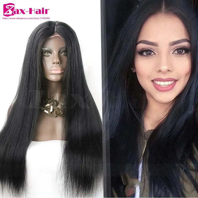 Silky Straight 4*4 Silk Top Glueless Full Lace Human Hair Wigs 180