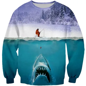 

PLstar Cosmos Women/Men The Ice Fishing 3d Print Sweatshirts Pullover O-neck Long Sleeve Shark Sweatshirt Unisex Tops