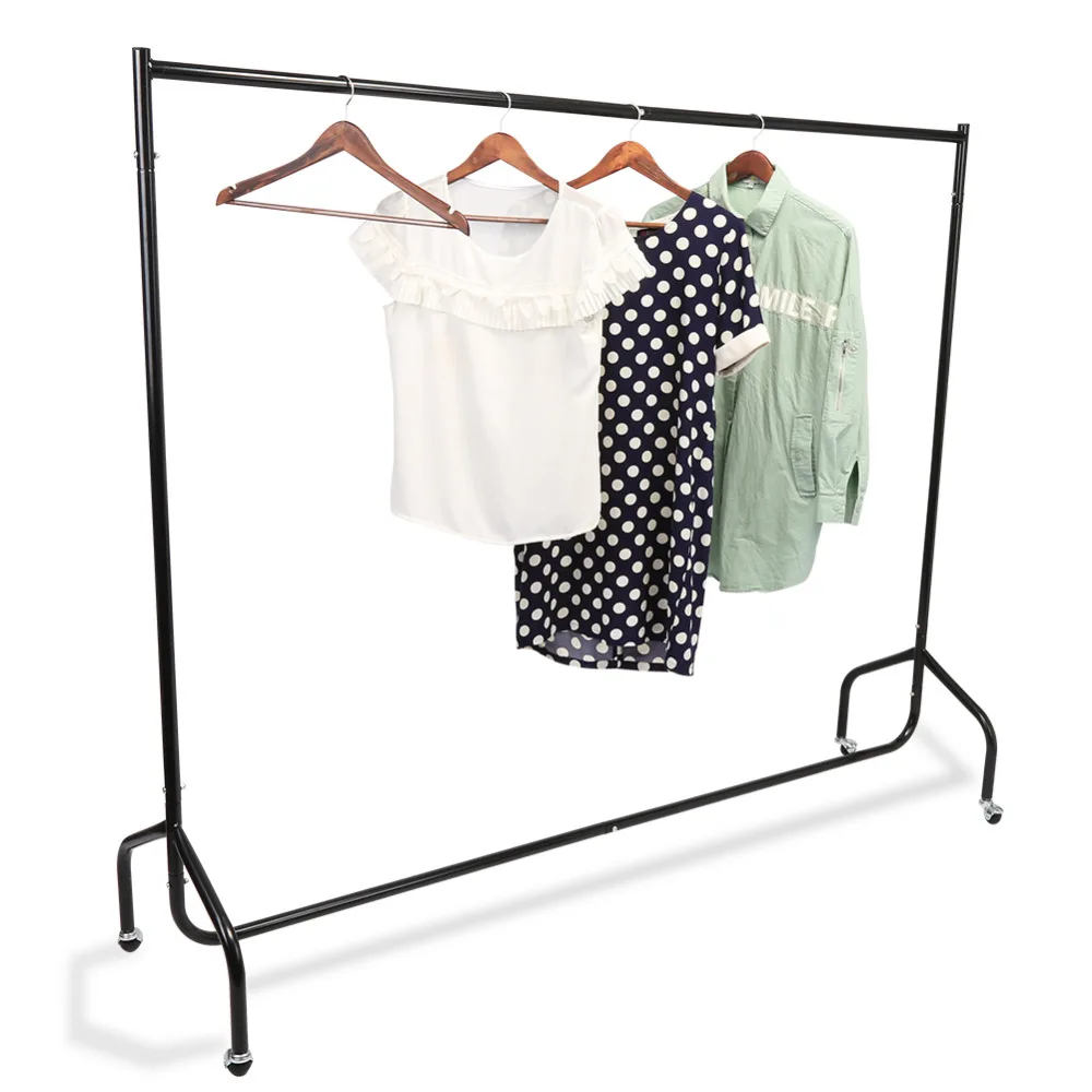 6ft Heavy Duty Long Metal Clothes Hanging Rail Home Rolling Metal Clothes Hanging Rail Home