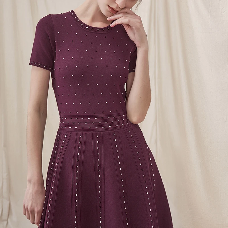Robe femme элегантное вязаное платье женское 2019 летнее роскошное свитер с коротким