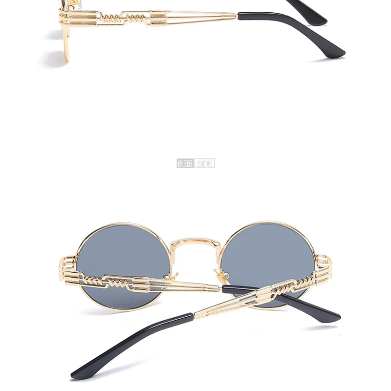 Классные мужские солнцезащитные очки в стиле стимпанк классическая круглая металлическая оправа мужские винтажные Ретро Черные солнцезащитные очки Oculos De Sol аксессуары 7768X