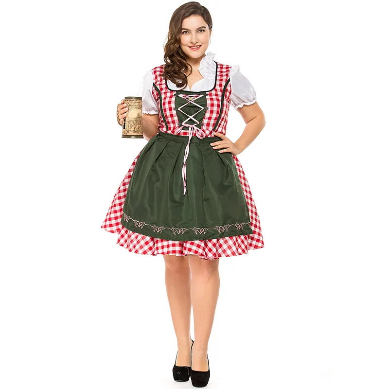 Пособия по немецкому языку австрийский традиционный баварский платье дирндль пива Октоберфест костюм горничной Хэллоуин маскарадный костюм сексуальные Косплэй Большие размеры 3XL