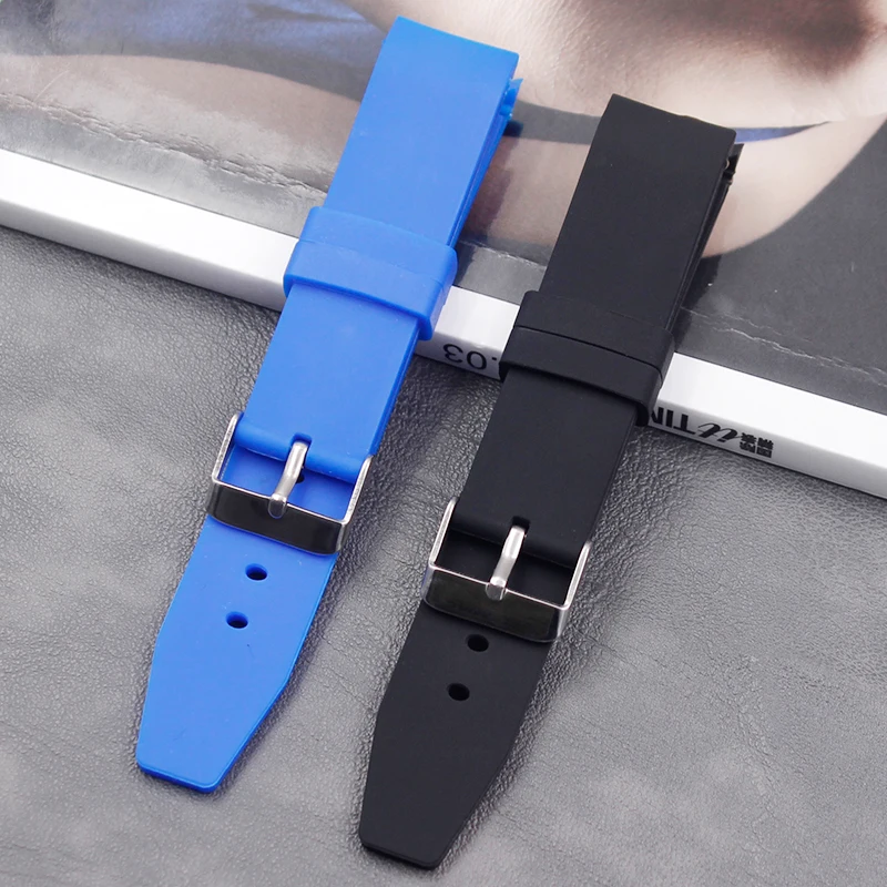 

Watch accessories 20mm men and women sports waterproof silicone rubber curved strap buckle accessories