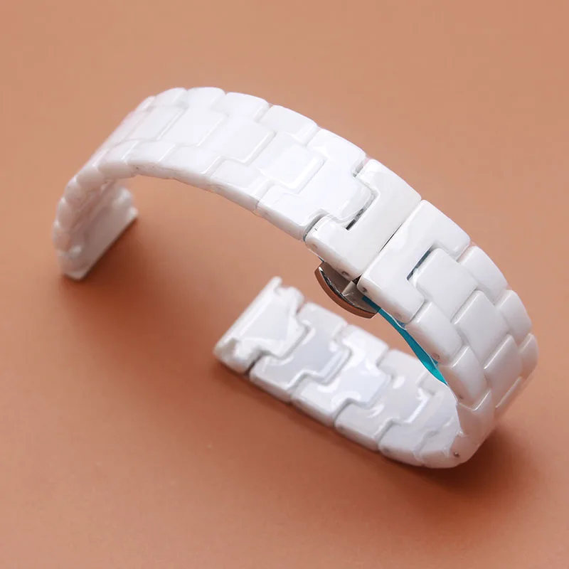 Ceramic white watchbands 14mm 16mm 18mm 20mm 22mm Strap straight End