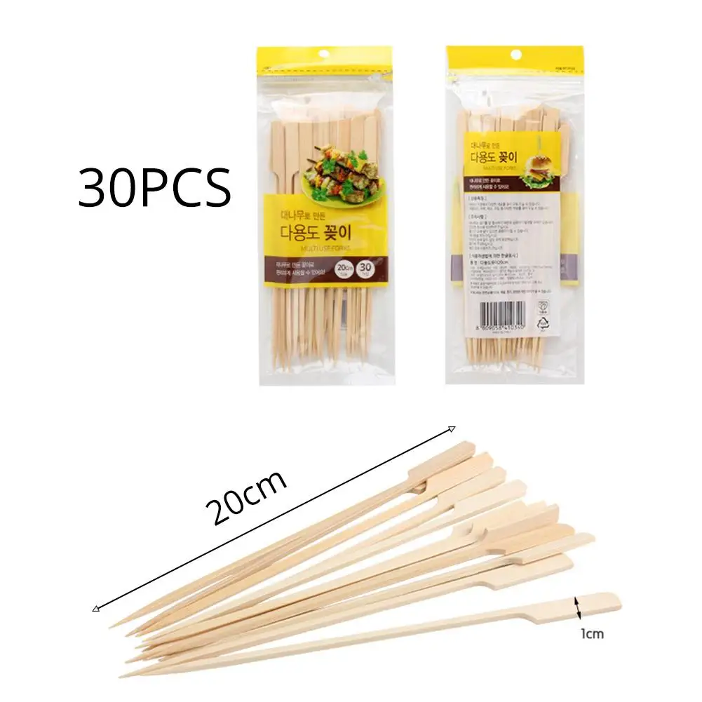 

30PCS 20cm Bamboo Skewers Paddle Sticks For BBQ Grill Kebab Barbecue Fruit Toothpicks Party Supplies Outdoor BBQ Tools