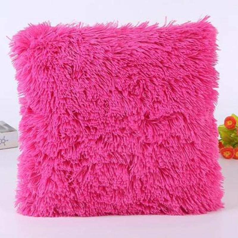 Solid Soft Plush Faux Fur Wholesale Decorative Cushion Cover Throw Pillows For Sofa Car Chair Hotel Home Decoration