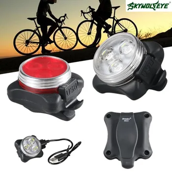 

SKYWOLFEYE Practical Cycling Bike 3 LED Head Front Rear Tail light Rechargeable Battery With USB Charging Cable 2 Color Availabl