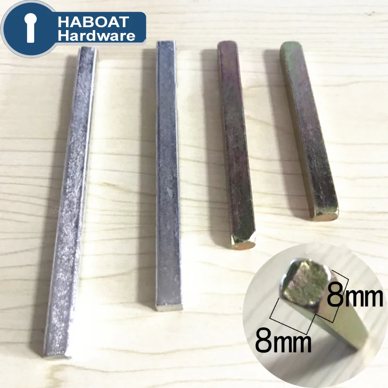 

HA1024 Door Lock Accessories Square Steel Strip Rotating Shaft 8x8mm 40-210mm 1pcs for Gate Bedroom Bathroom Lock Hardware a