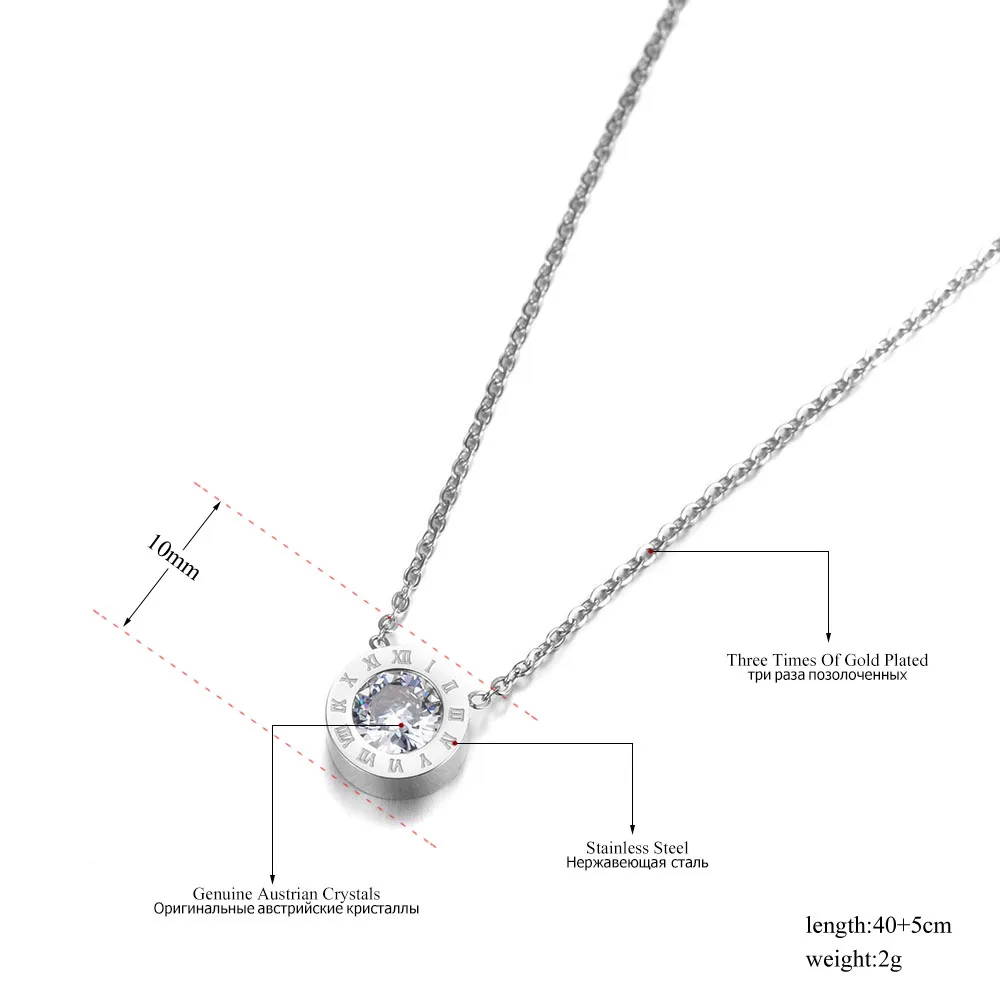 Roman Numerals Cubic Zirconia Jewelry Sets Pendant Necklace Earrings Ring For Wedding Bands Titanium Steel jewelry sets jewelry set